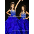 Cheap halter beaded royal blue ruffled ball gown custom-made little girls pageant dress CWFaf4786